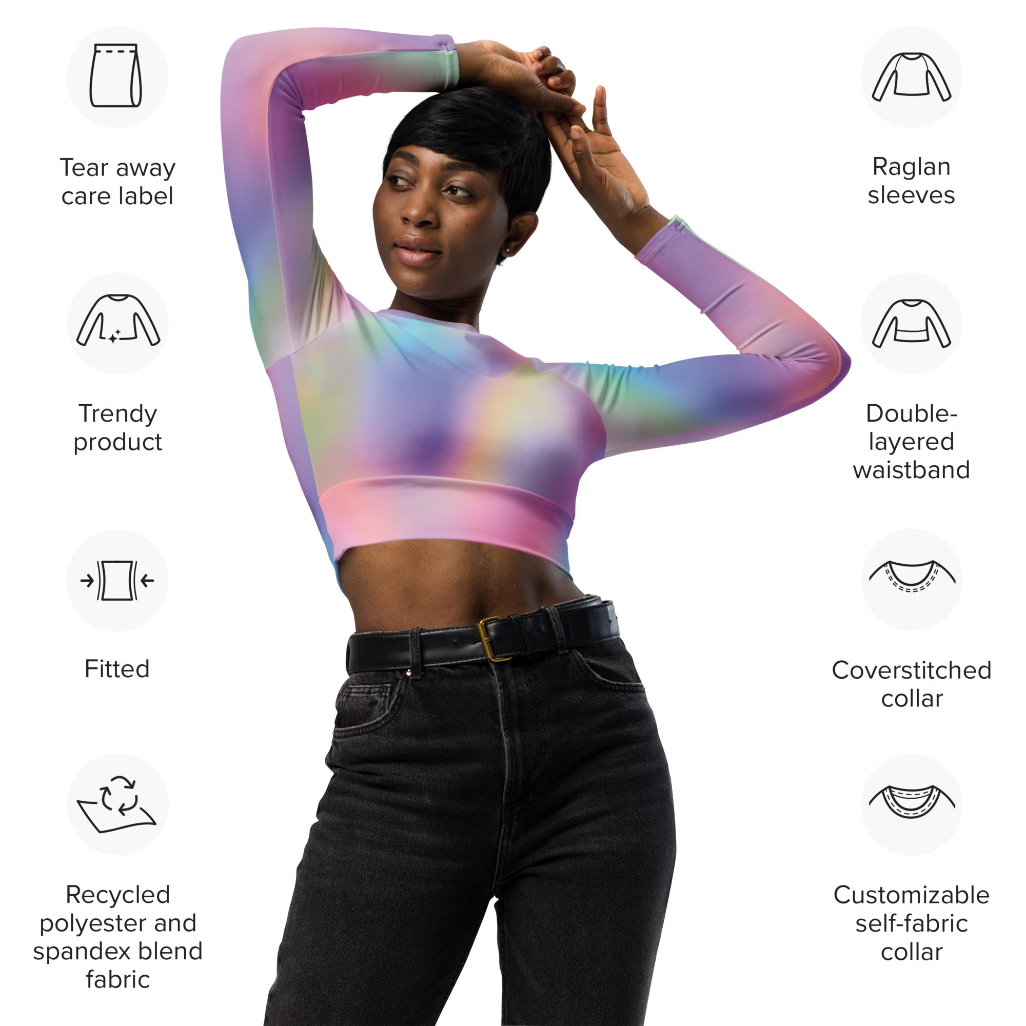 SHE REBEL - Pastel Paradise Recycled Crop Top UPF 50+
